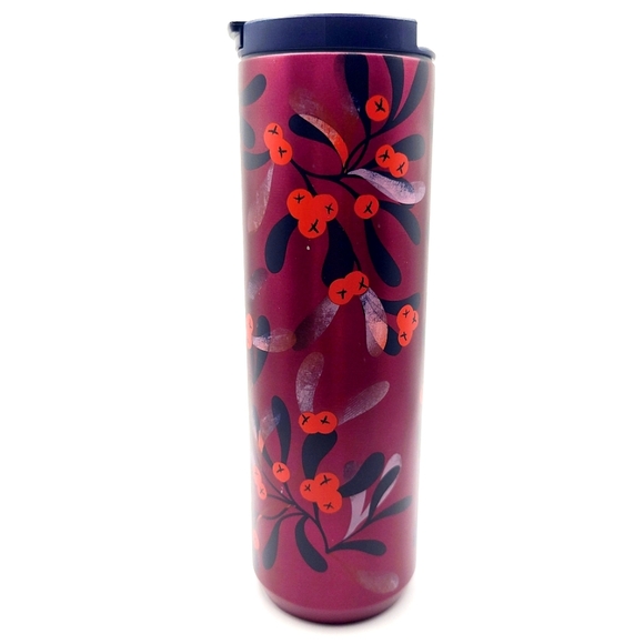 Starbucks 2020 Christmas Cranberry Red Navy Stainless Steel Tumbler 16oz - Picture 2 of 6